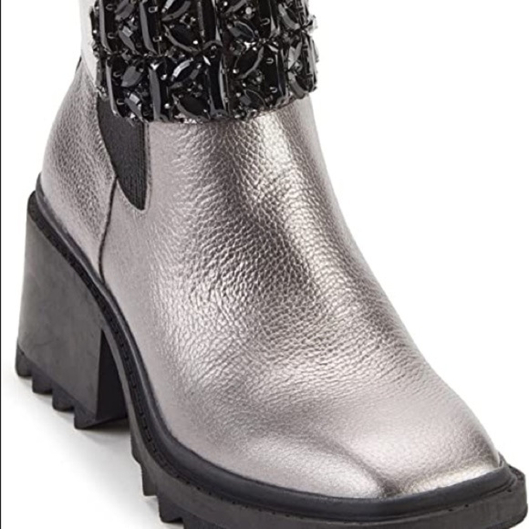 KARL LAGERFELD PARIS Pippa Crystal Embellished Platform Boot | Gunmetal Size 6 - Picture 6 of 9